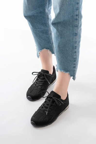 RS-01 Siyah Süet İnce Taban Günlük Spor Ayakkabı ürün görseli 1