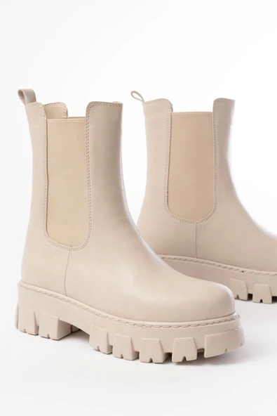 FZ-299 Bej Yüksek Tabanlı Lastikli Günlük Kadın Bot ürün görseli