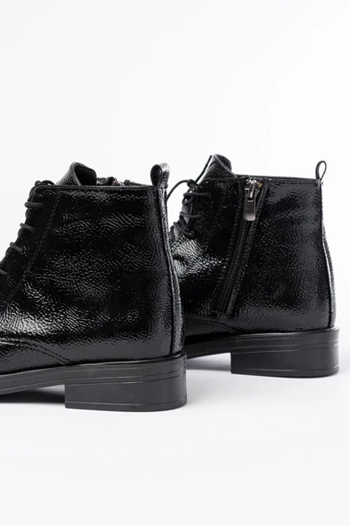 165-225 Siyah Rugan Bağcıklı Fermuarlı Günlük Kadın Bot - Resim 4