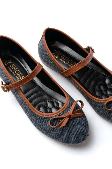 6321 Laci Keten Günlük Baret Tokalı Bayan Babet - Resim 4