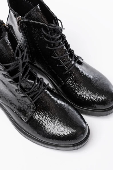 165-225 Siyah Rugan Bağcıklı Fermuarlı Günlük Kadın Bot - Resim 5