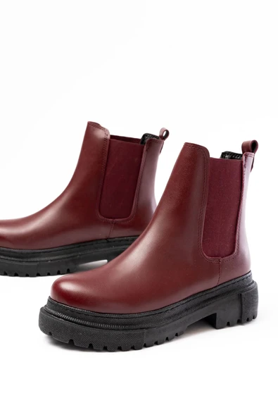 812-2137 Bordo Lastikli Günlük Kadın Bot - 4