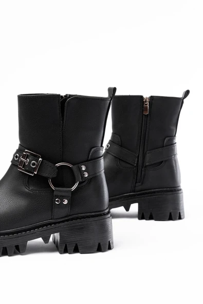 868-2015 Siyah Fermuarlı Günlük Kadın Bot - Resim 3