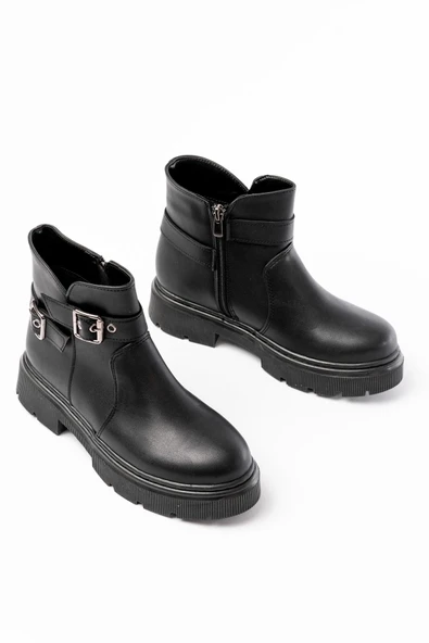 508-3037 Siyah Toka Aksesuarlı Fermuarlı  Günlük Kadın Bot ürün görseli