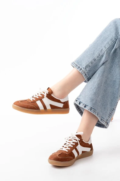 M-1004 Taba Süet Bağcıklı Termo Taban Günlük Kadın Spor ürün görseli 1