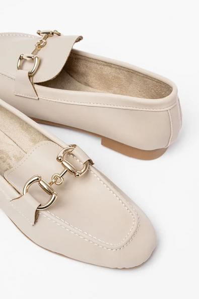 303 Bej Toka Aksesuarlı Günlük Kadın Babet - Resim 4