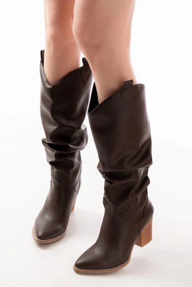 LS-1884 Kahverengi Günlük Kadın Çizme - Resim 3