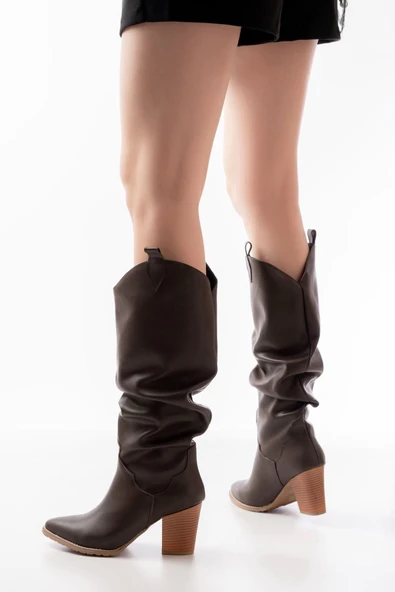LS-1884 Kahverengi Günlük Kadın Çizme - Resim 2