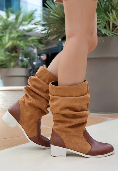 Jolin Taba Cilt Süet Detaylı Çizme - Resim 2