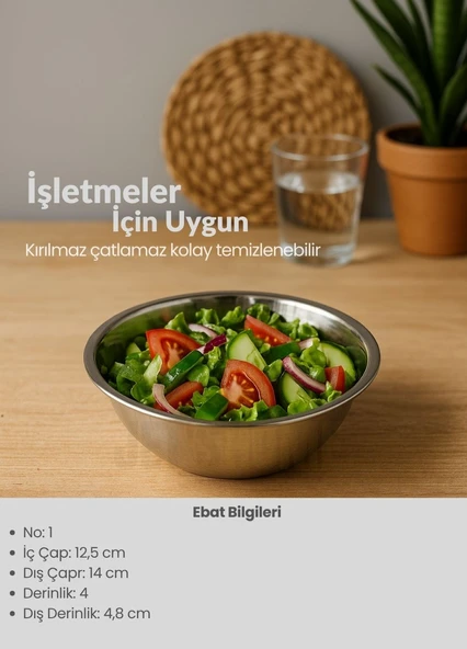 2'li Set Sağlıklı Paslanmaz Çelik Kase - Çok Yönlü Çorba, Salata ve Meyve Kabı 350 ml No 1 - 4
