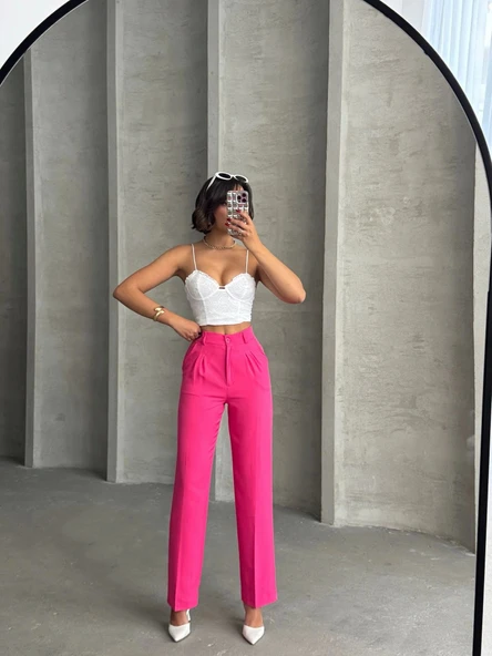 Palazzo fuşya pantolon - Resim 4