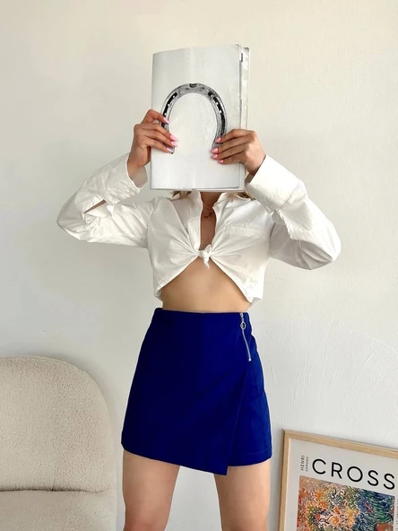 Gabardin fermuarlı şort etek S24906 - 2