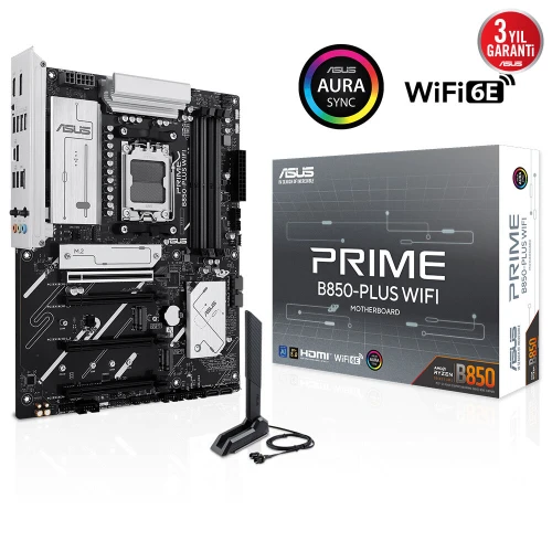ASUS  PRIME B850-PLUS WIFI, 4xDDR5, 3x M.2, HDMI, DP, Type-C, Wi-Fi 6E, Bluetooth v5.3, AM5 Soket GAMING Anakart