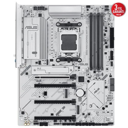 ASUS  B850 MAX GAMING WIFI W, 4xDDR5, 3x M2, HDMI, DP, Type-C, Wi-Fi 6E, Bluetooth v5.3, AM5 Soket GAMING BEYAZ Anakart - Resim 2