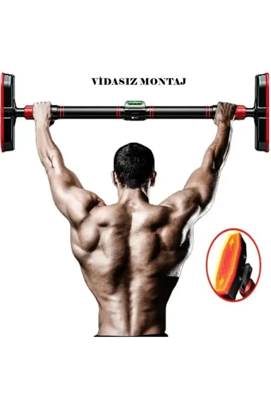 HUBSTEİN Yeni Nesil 72-95CM Kapı Barı Koridor Barfiksi Barfix Spor Aleti Demiri Barfiks Çubuğu E12