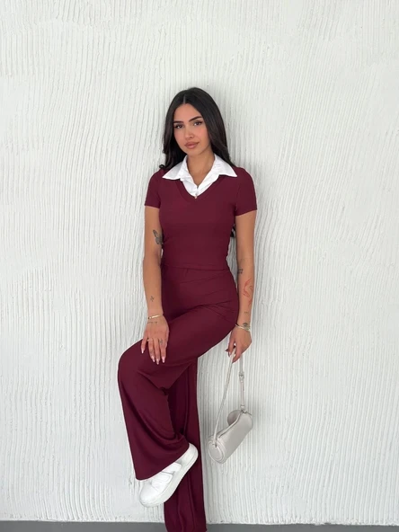 Ottoman kumaş beyaz gömlek yaka takım s4142 - 5