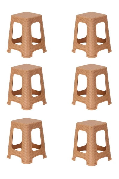Sağlam Plastik Star Rattan Büyük Tabure (6 ADET) Tik - 1