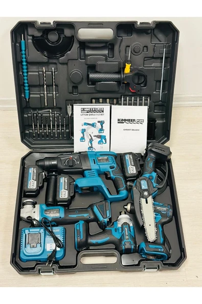 Kimmer plus 21v Akülü 5'li Set Kırıcı Delici Hilti Taşlama Somun Sıkma Akülü Vidalama Budama - 1