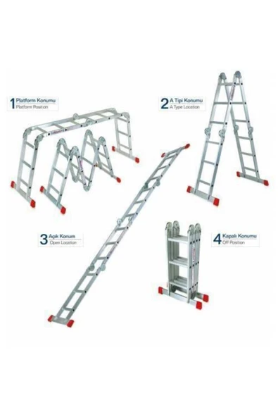 Akrobat Çok Amaçlı Katlanır Merdiven 4.70 M 16 Basamaklı 4x4ye - 3