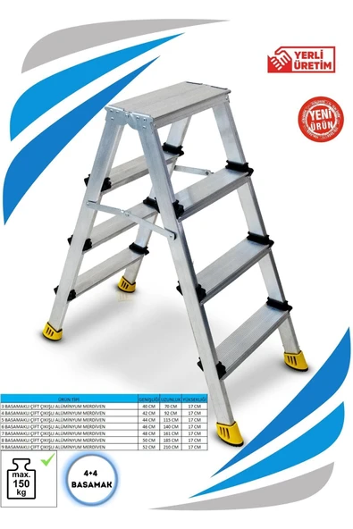 SÖZBİR 4+4 GOLD ALÜMİNYUM ÇİFT ÇIKIŞLI MERDİVEN - 1