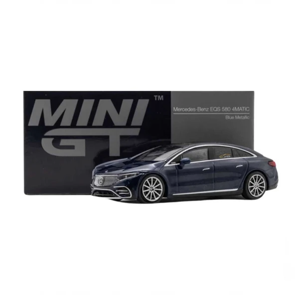 Nessiworld Mini GT 1:64 Mercedes-Benz EQS 580 4MATIC Blue Metallic - 4