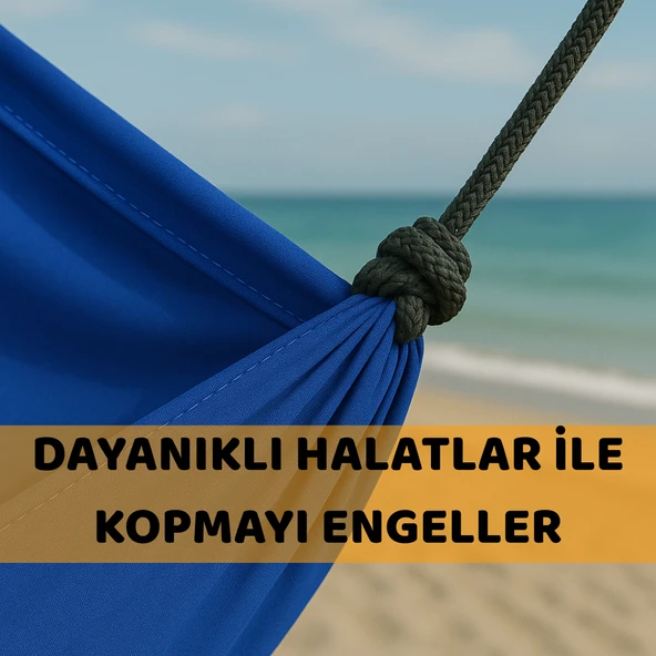 BEYLİNİ Paraşüt Hamak 180kg Kapasite Su Geçirmez Taşınabilir Çantalı Çift Halatlı Dayanıklı Hamak Mavi 240cm - 3