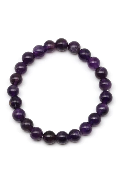 Ametist Doğal Taş Bileklik 8 mm Küre Kesim - Resim 2