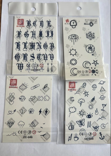 Parmaklar 4 Adet Minimal 11x8 cm 3 Hafta Kalıcı Yarı Kalıcı Geçici Dövme ürün görseli 1