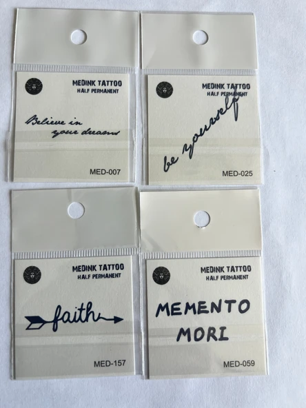 Yazılı 4 Adet Birden Minimal 3 Hafta Kalıcı Geçici Dövme Seti ürün görseli 1