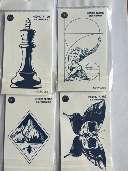 Denge 4 Adet Minimal 11x8 cm 3 Hafta Kalıcı Yarı Kalıcı Geçici Dövme