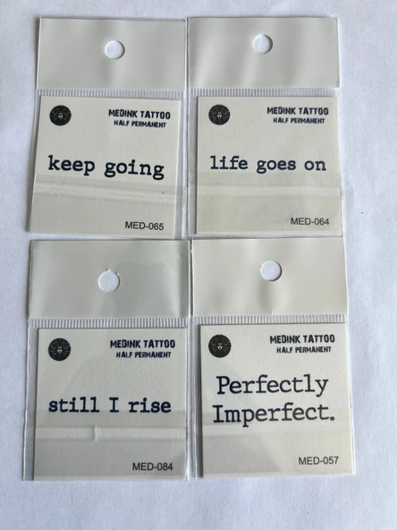 Slogan 4 Adet Birden Minimal 3 Hafta Kalıcı Geçici Dövme Seti ürün görseli 1