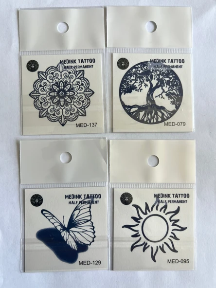 Mandala 4 Adet Birden Minimal 3 Hafta Kalıcı Geçici Dövme Seti