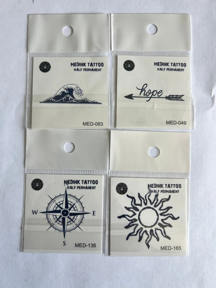 Doğa 4 Adet Birden Minimal 3 Hafta Kalıcı Geçici Dövme Seti ürün görseli 1