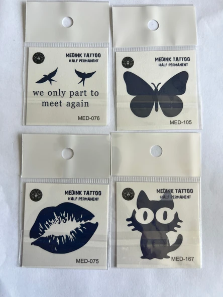 Öpücük 4 Adet Birden Minimal 3 Hafta Kalıcı Geçici Dövme Seti ürün görseli 1