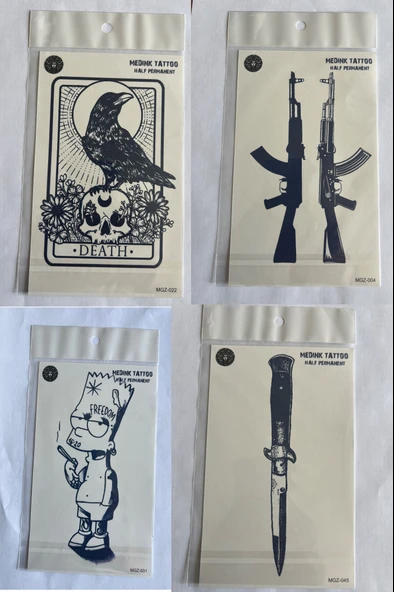 Mücadele 4 adet Birden3 hafta Kalıcı  Geçici yapıştırma Dövme 18x11 cm ürün görseli 1