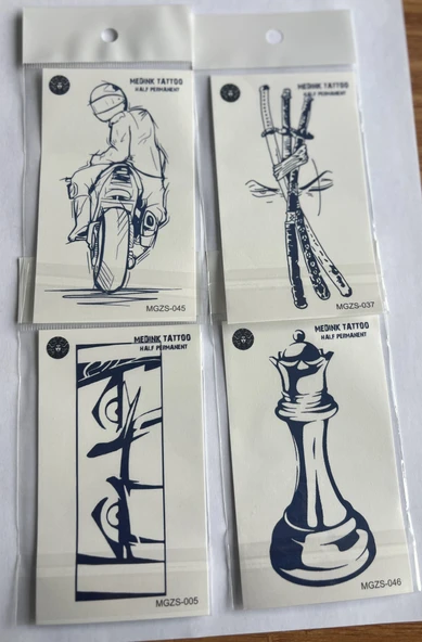 Macera 4 Adet Minimal 11x8 cm 3 Hafta Kalıcı Yarı Kalıcı Geçici Dövme ürün görseli 1