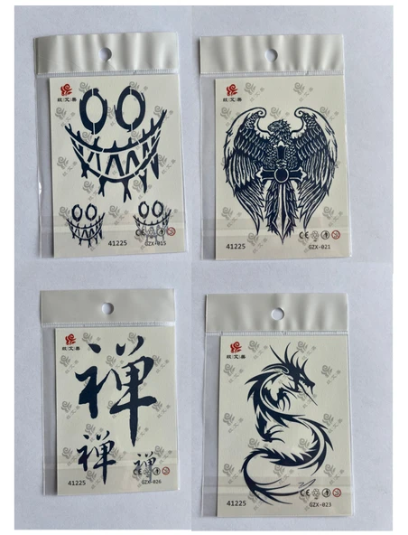 Dragon Çince 3 Hafta Kalıcı 4 Adet Minimal Yarı Kalıcı Dövme Seti