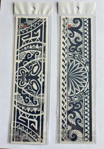 Tribal 3 Hafta Kalıcı 2 Adet Kol Bacak için Şerit Geçici Dövme Seti