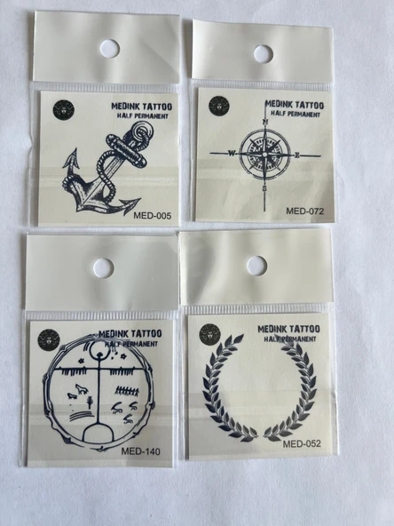 Çapa 4 Adet Birden Minimal 3 Hafta Kalıcı Geçici Dövme Seti