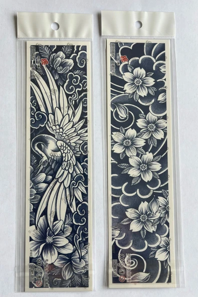 Çiçek 3 Hafta Kalıcı 2 Adet Kol Bacak için Şerit Geçici Dövme Seti ürün görseli 1