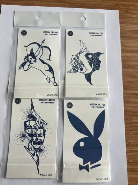 Aşk 4 Adet Minimal 11x8 cm 3 Hafta Kalıcı Yarı Kalıcı Geçici Dövme ürün görseli 1