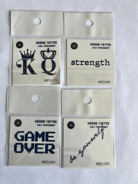 Yabancı Dil 4 Adet Birden Minimal 3 Hafta Kalıcı Geçici Dövme Seti ürün görseli 1