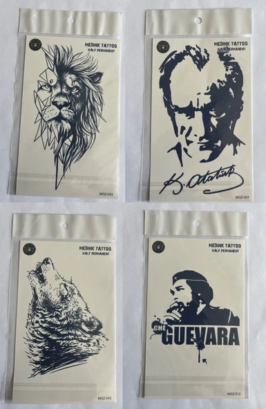 Ata 4 adet Birden3 hafta Kalıcı  Geçici yapıştırma Dövme 18x11 cm ürün görseli 1