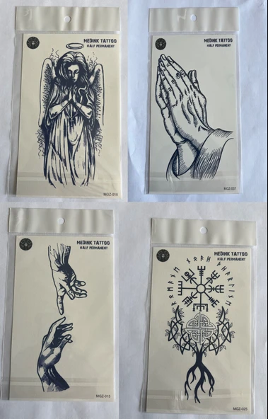 Mistik 4 adet Birden3 hafta Kalıcı  Geçici yapıştırma Dövme 18x11 cm ürün görseli 1