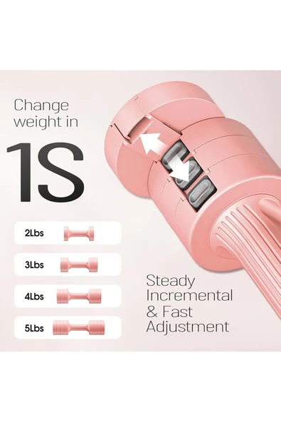 Kadınlar için Ayarlanabilir El Dambıl 5 LB Dambıl 2'li Set, 4'ü 1 Arada Küçük Dambıl Seti EE130 - 3