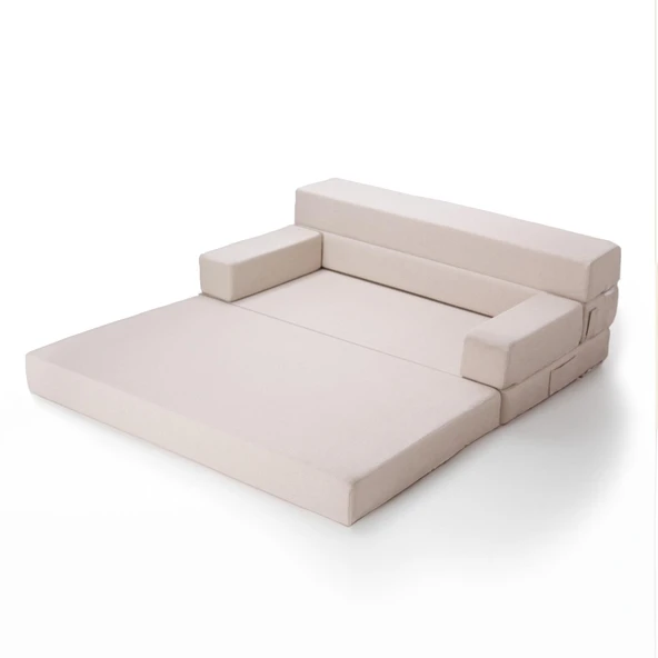 Homedius Melisa Çift Kişilik Katlanır Yatak Katlanır Koltuk Bej Çift - 5