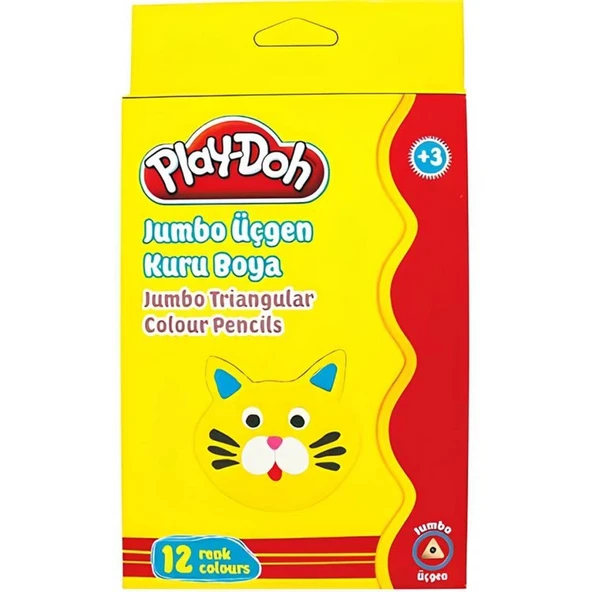 NessiWorld Play-Doh 12 Renk Jumbo Üçgen Kuru Boya - 1