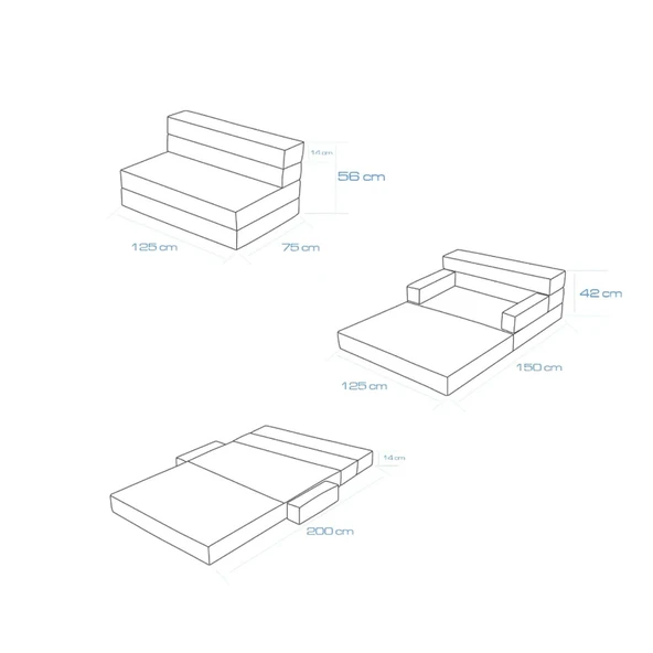 Homedius Melisa Çift Kişilik Katlanır Yatak Katlanır Koltuk Bej Çift - 7