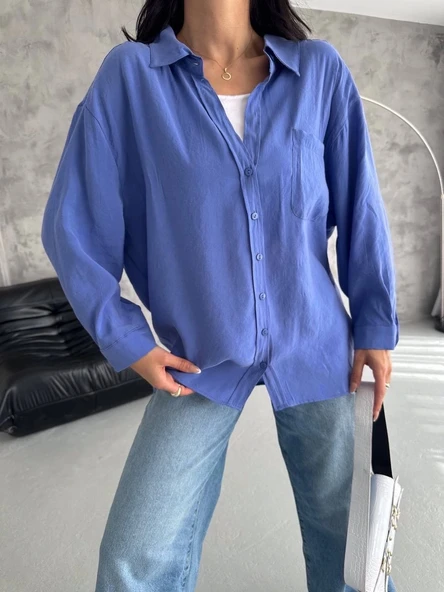 Modal oversize cepli gömlek - 4