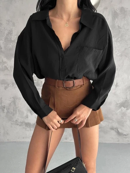 Modal oversize cepli gömlek - 3